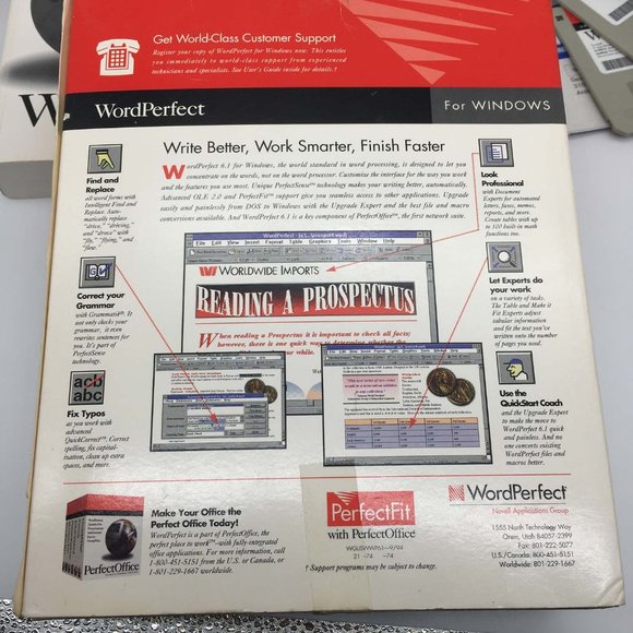 Novell Word Perfect Perfect Office Processor V‎ 6.1 For Windows 3.5 floppy disks - Picture 7 of 8